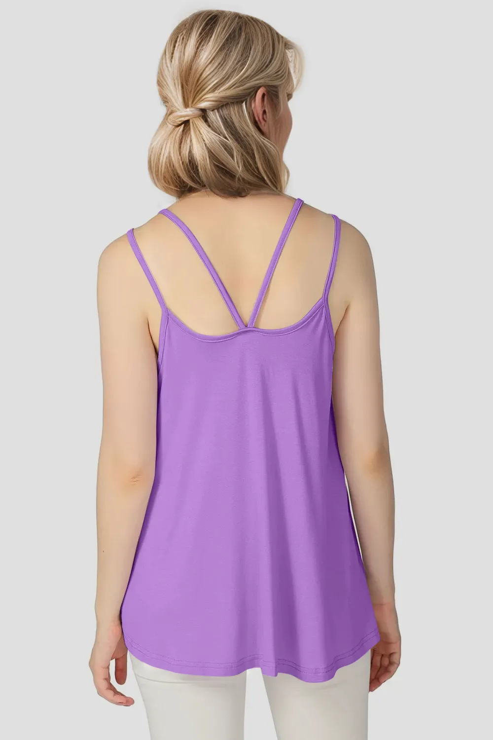 Bamboo Scoop Neck Double Spaghetti Straps Cami, image 26