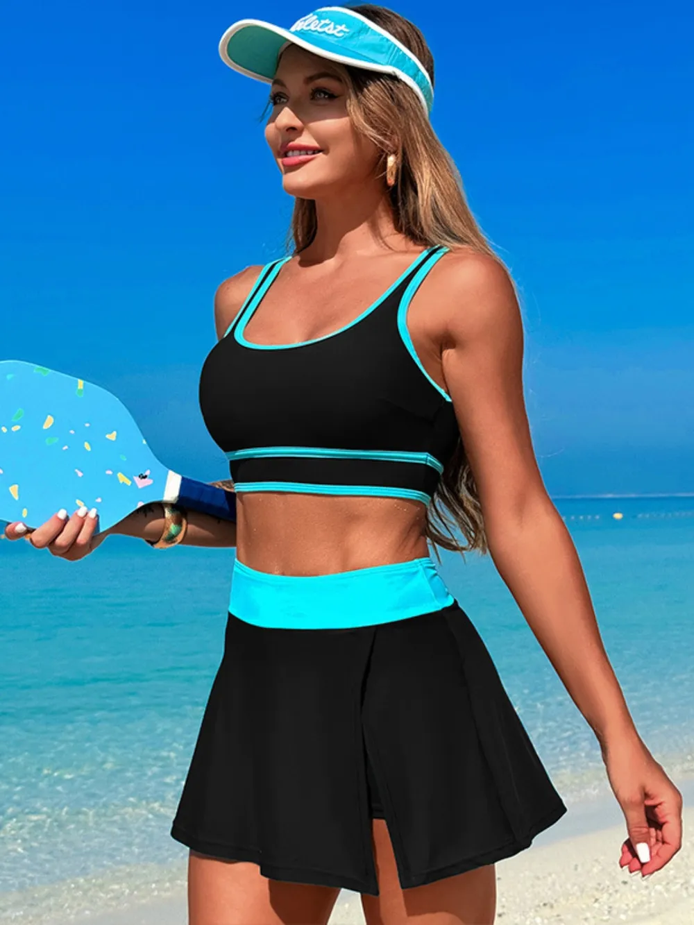 Scoop Neck Top and Skort Swim Set, image 28