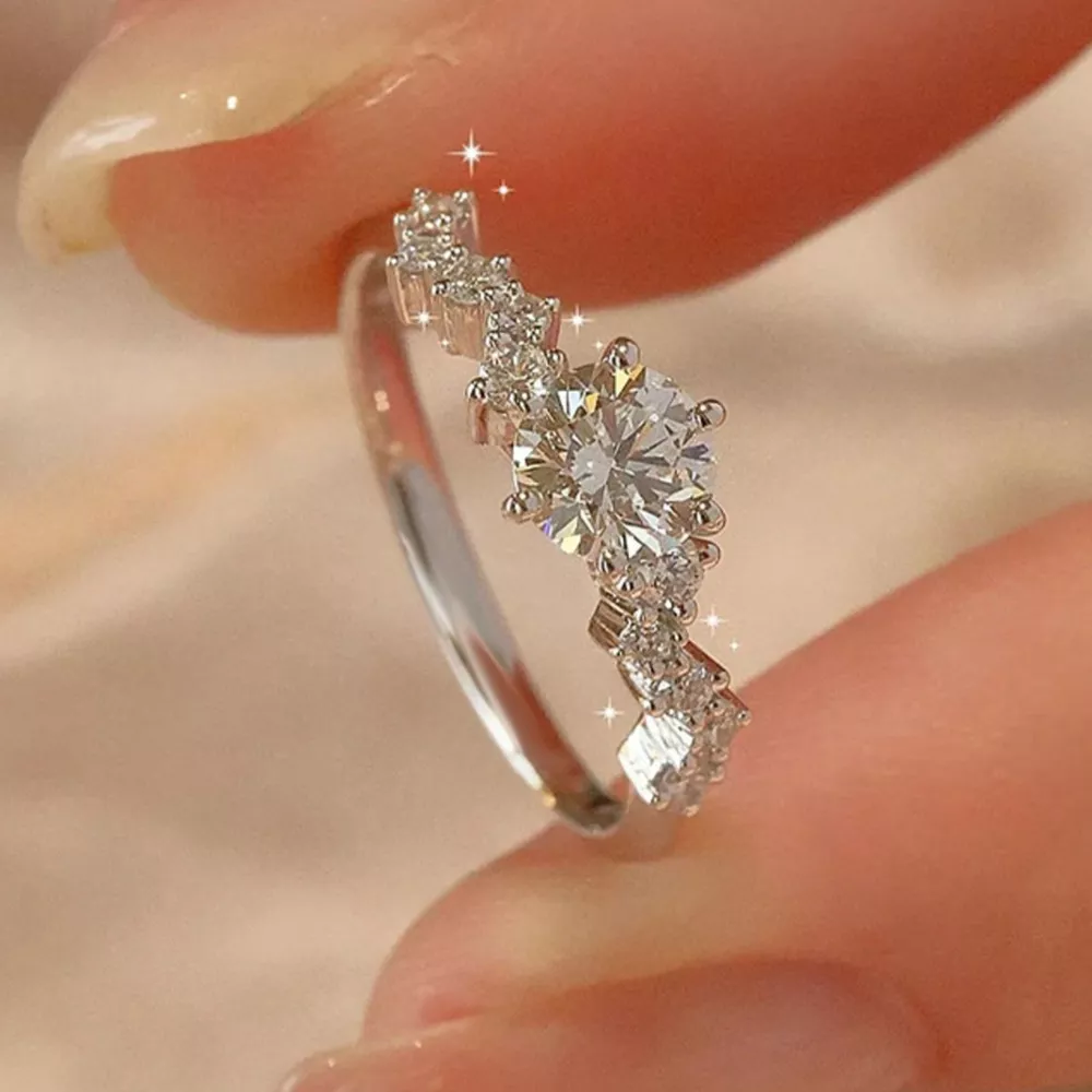 2 Carat 925 Sterling Silver Moissanite Ring, image 2