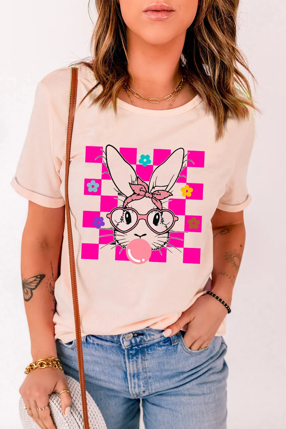 Rabbit Round Neck Short Sleeve T-Shirt, image 4