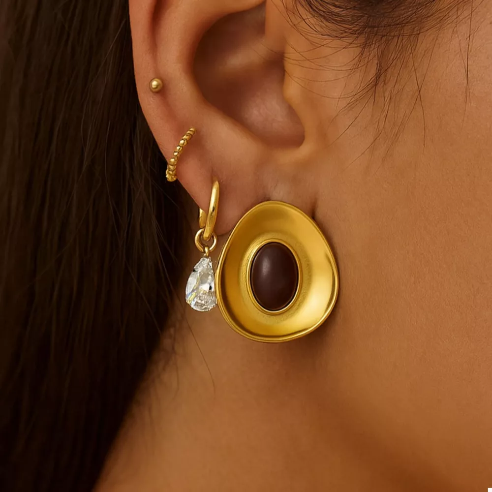 18K Gold-Plated Resin Stud Earrings, image 6