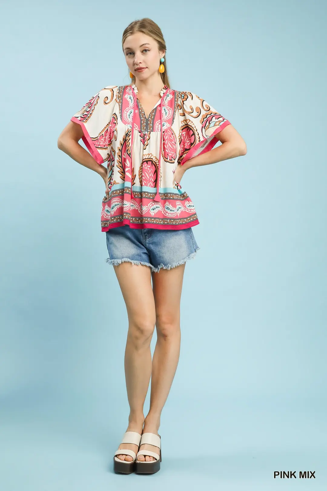 Mix Paisley Border Print Tassel Top, image 5