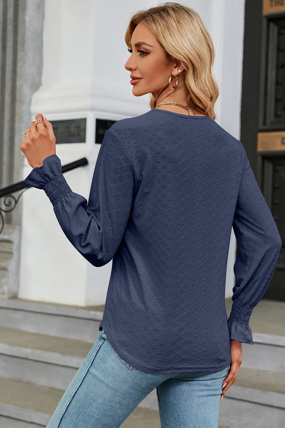 V-Neck Flounce Sleeve T-Shirt, image 3