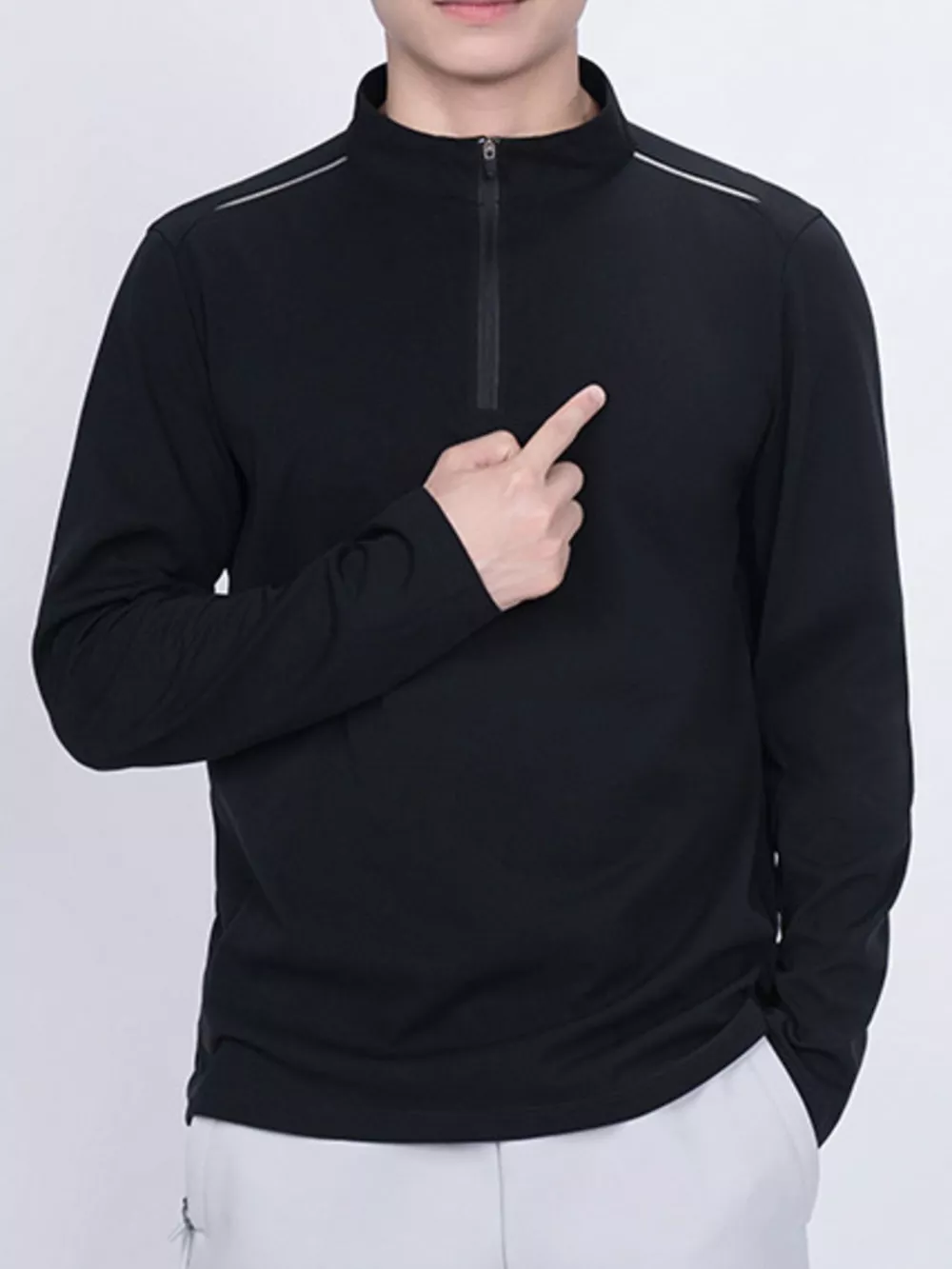 Men's Plus Size Long Sleeve Quarter T-Shirt, image 2