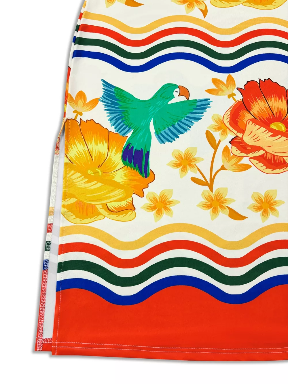 Plus Size Tropical Parrot Print Sleeveless Midi Dress, image 9