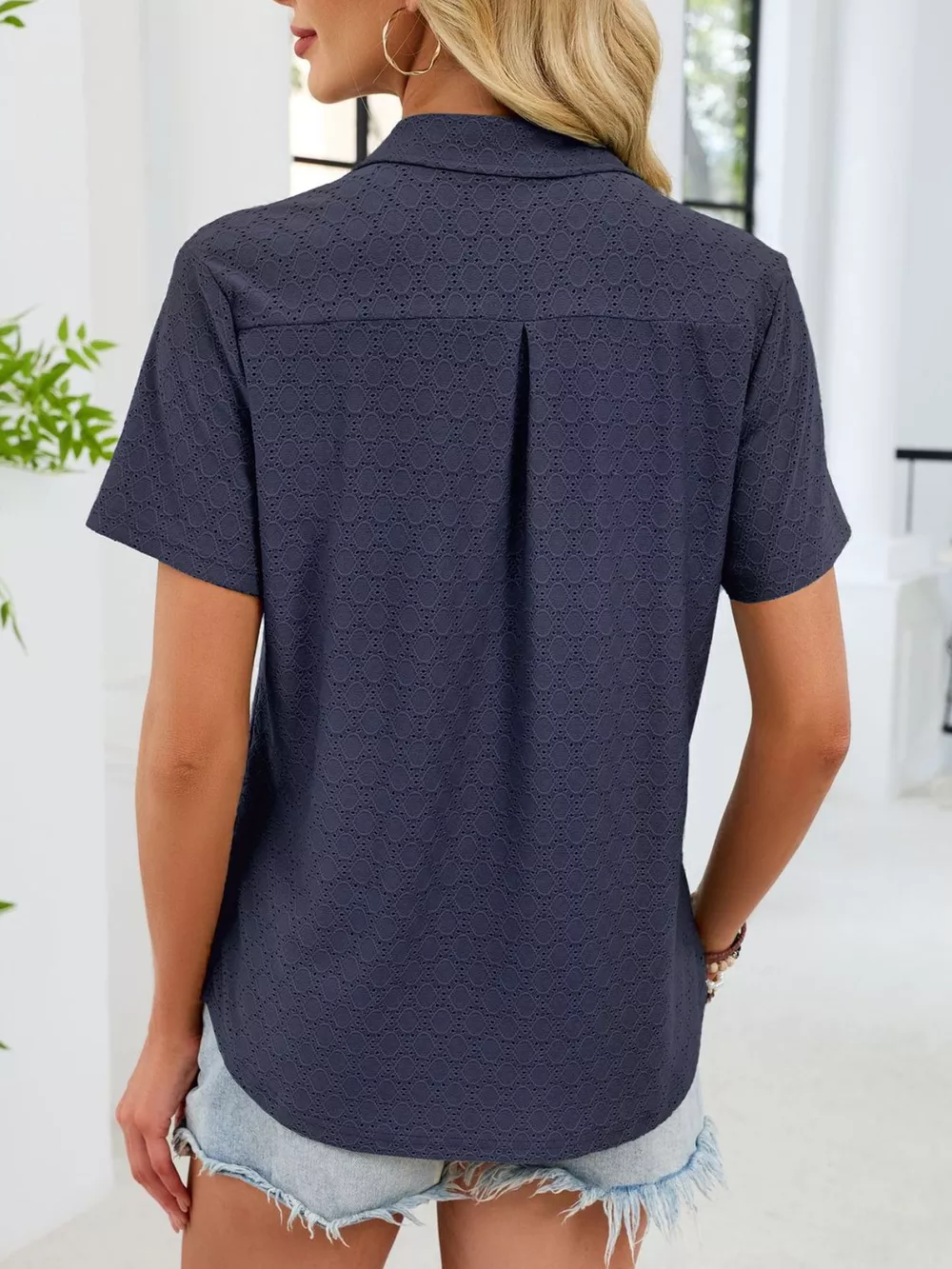 Eyelet Short Sleeve Blouse, image 25