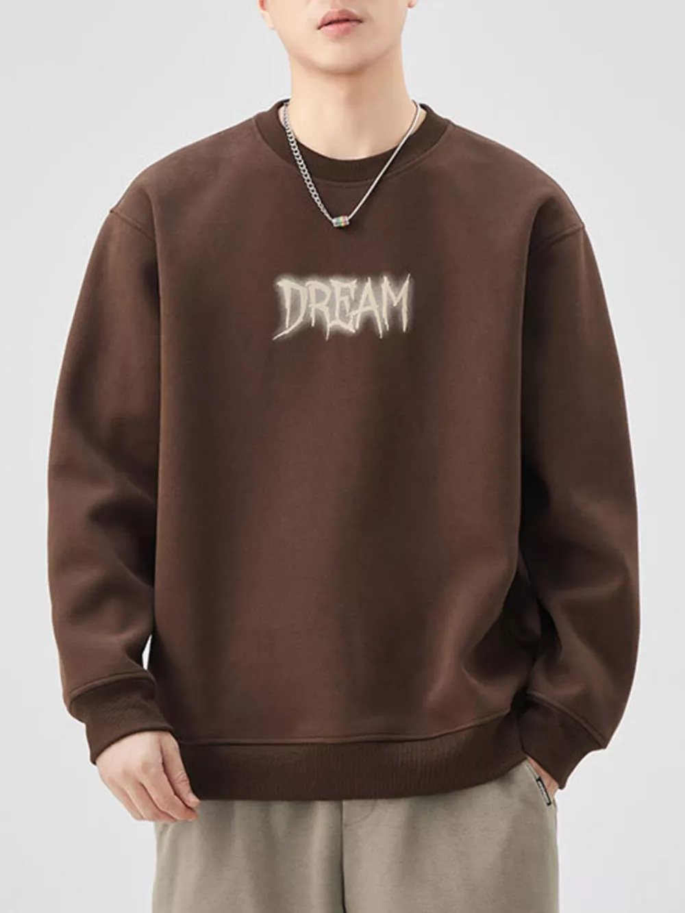 Men's Plus Size Crew Neck Dropped Shoulder Sweatshirt