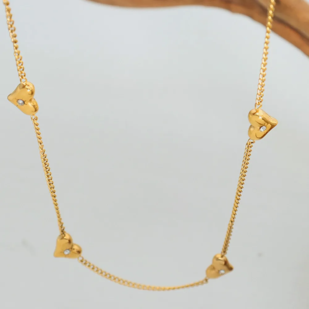 Titanium Steel Zircon Heart Necklace, image 3