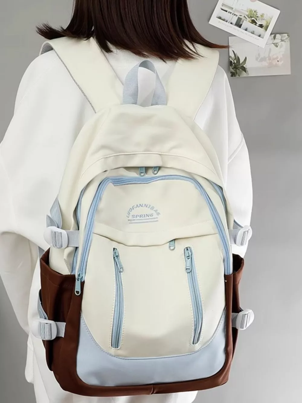 Color Block Lightweight Backpack Bag, image 2