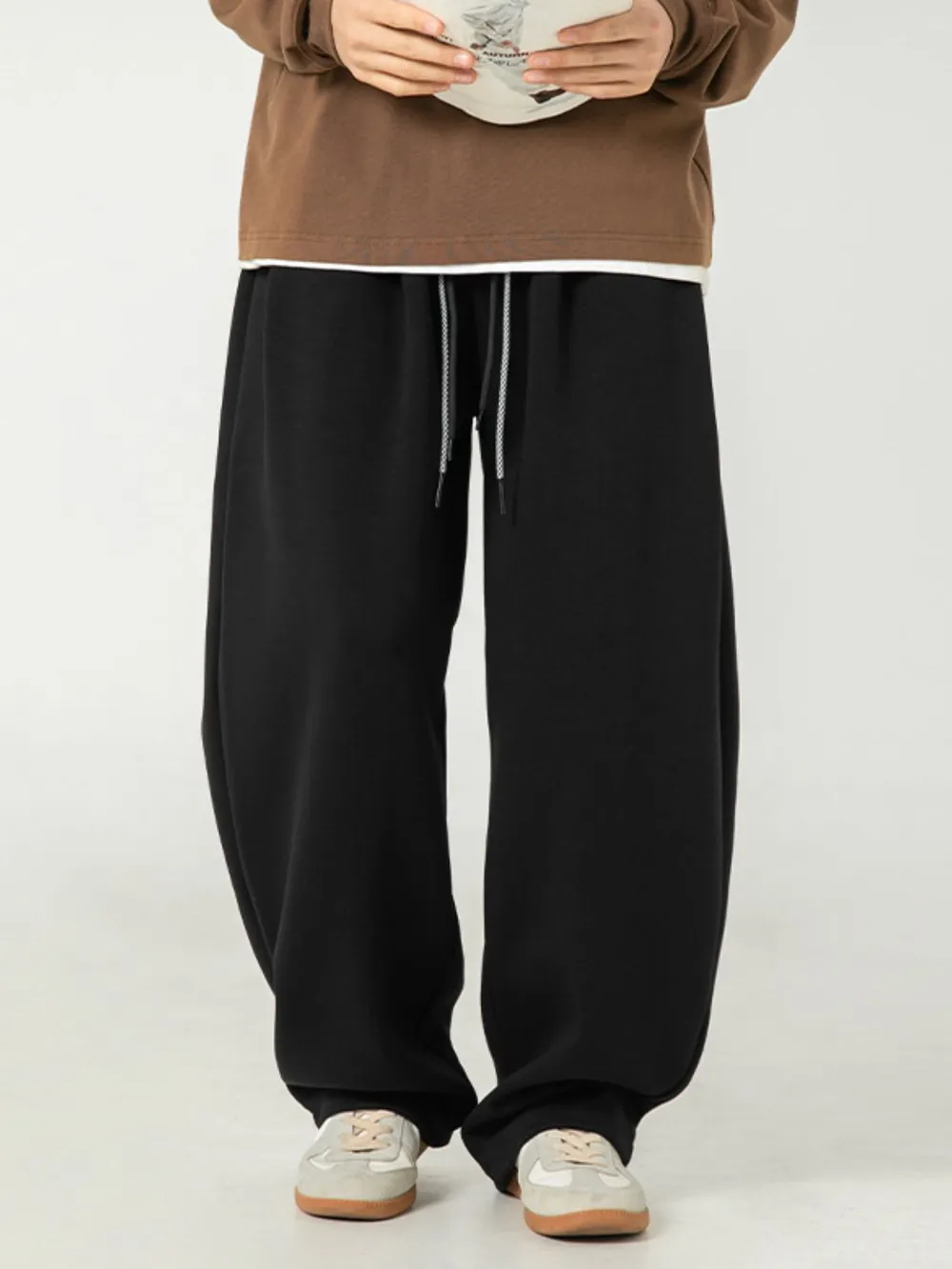 Men's Plus Size Drawstring Wide Leg Pants