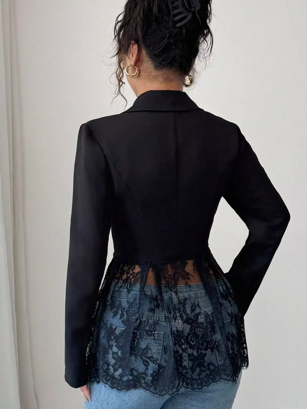 Lace Detail One Button Blazer, image 3