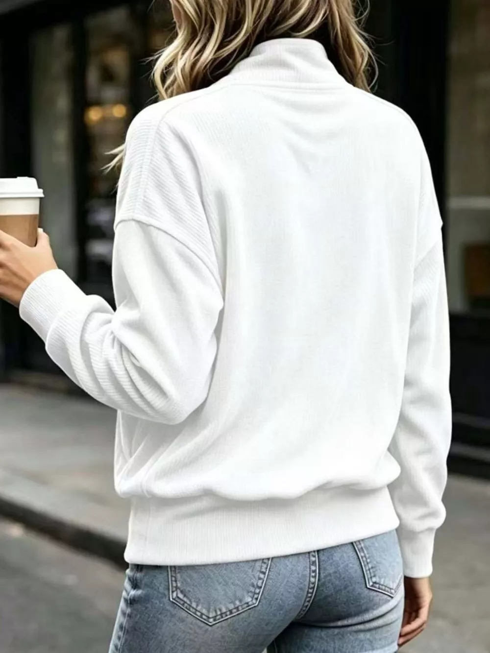Full Size Quarter Snap Kangaroo Pocket Sweatshirt Plus Size, image 2