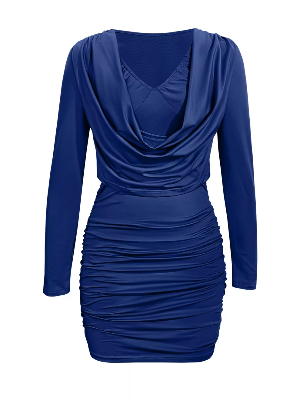 Draped V-Neck Long Sleeve Bodycon Mini Dress, image 20