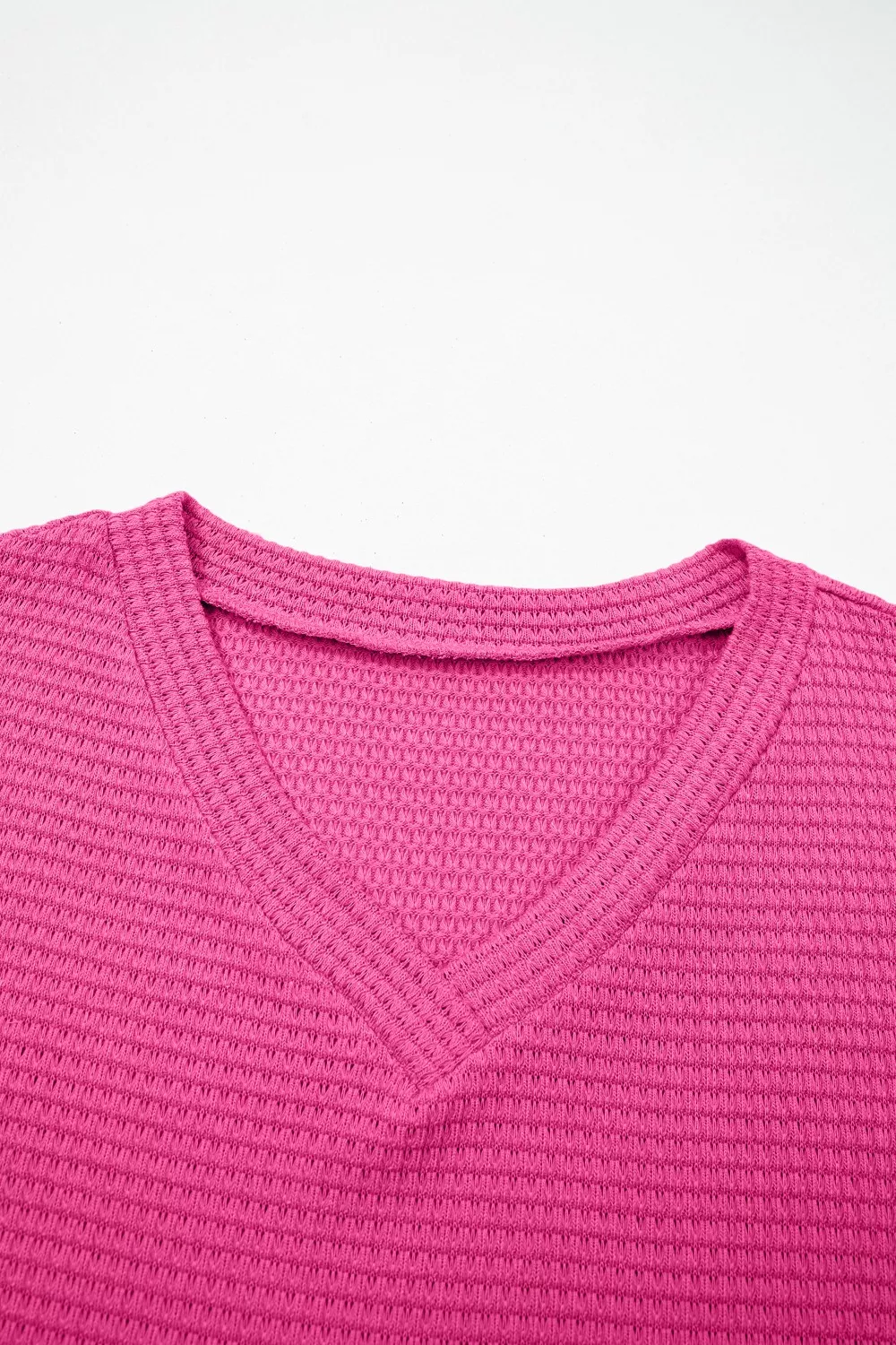 Textured Waffle Knit V-Neck T-Shirt, image 7