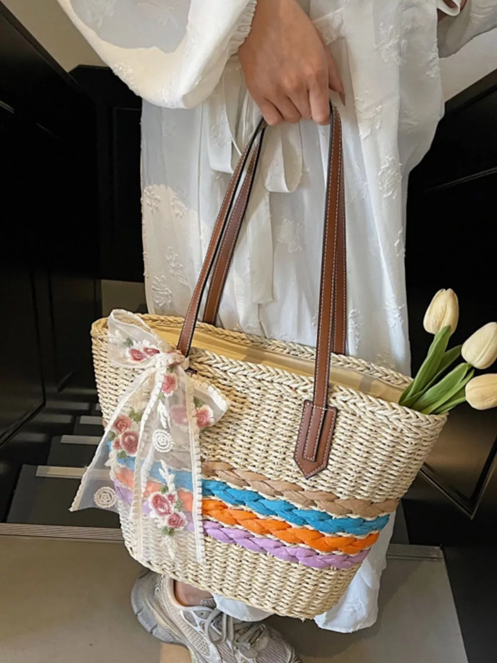 Straw Woven Shoulder Bag, image 5
