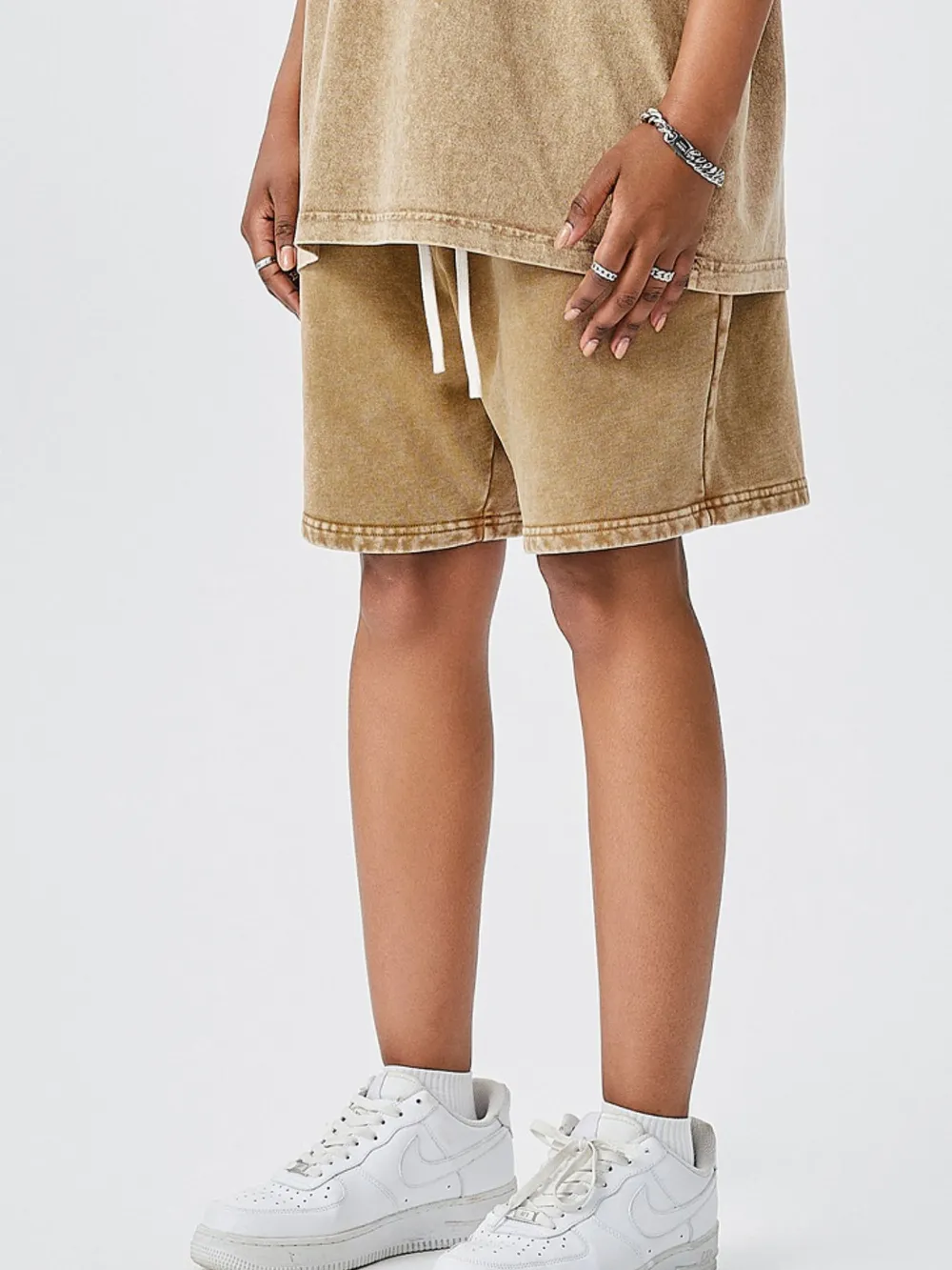 Men's Drawstring Washed Shorts, image 5