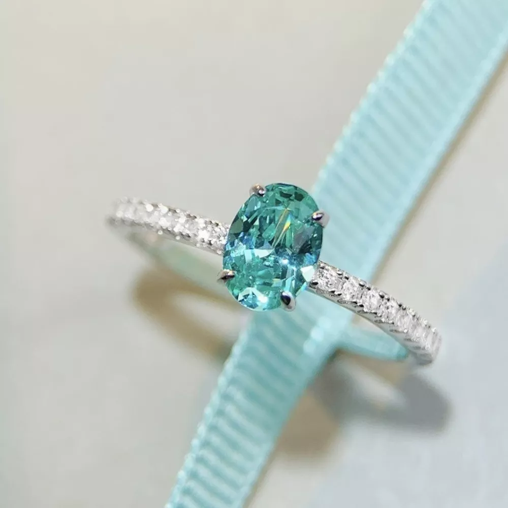 925 Sterling Silver Zircon Oval Ring