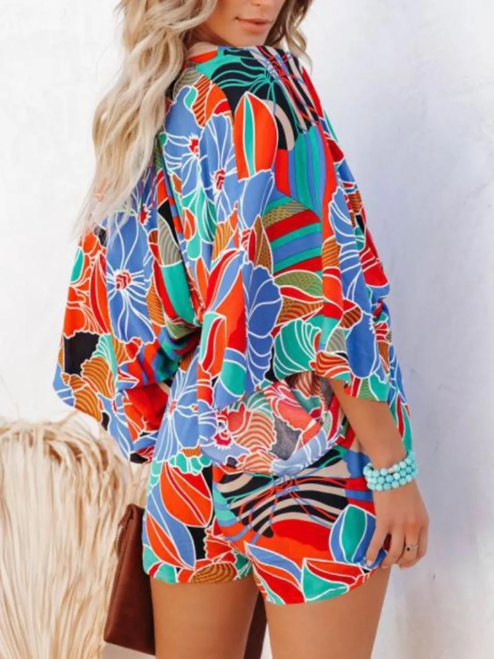 Oversized Tied Back Printed Romper, image 9