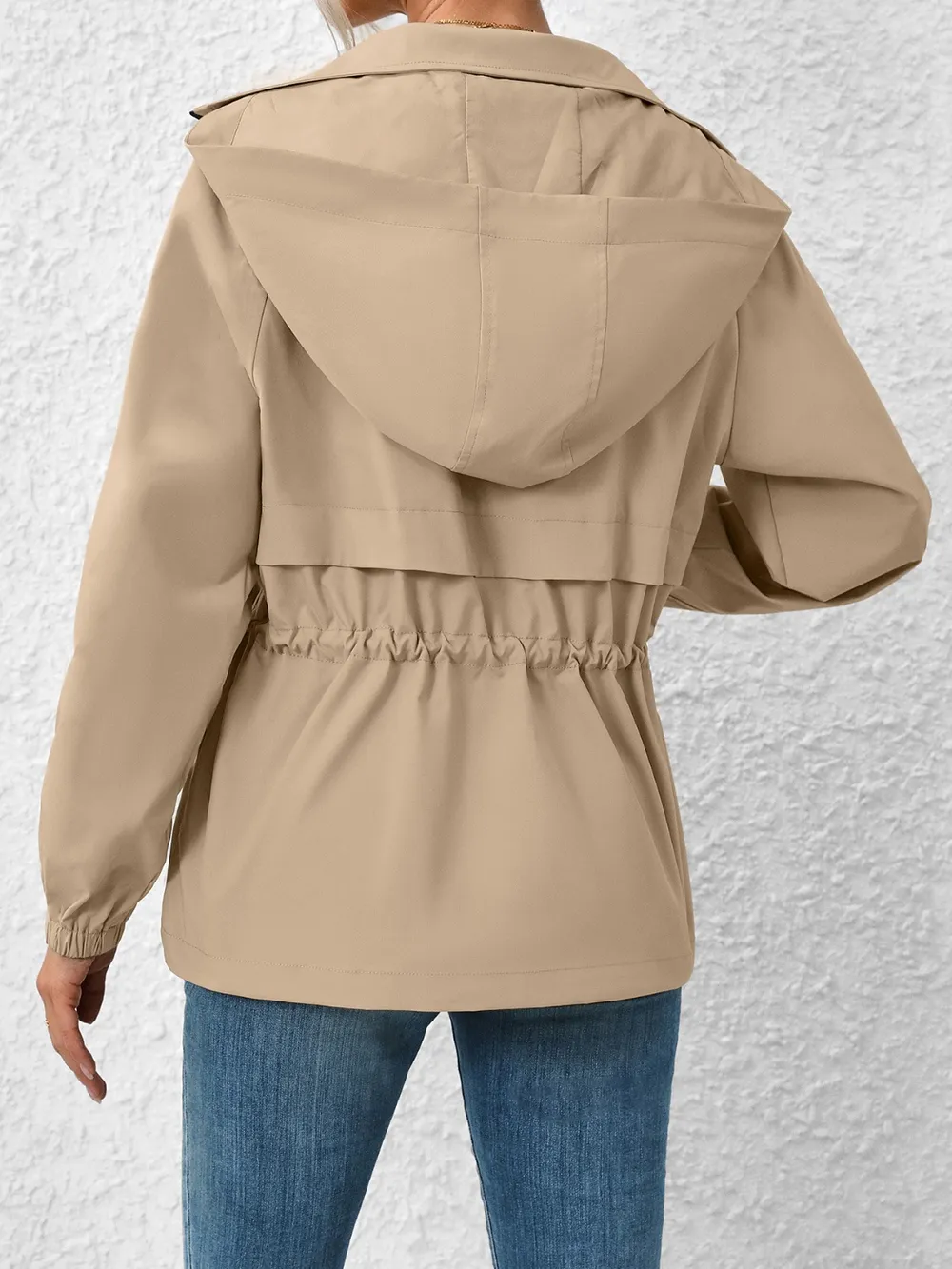 Drawstring Zip Up Hooded Jacket, image 12
