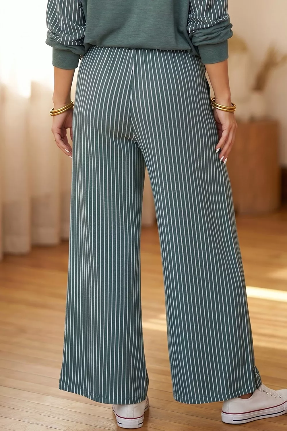 Raw Seam Patchwork Long Sleeve Top Pocket Casual Pants 2pcs Set, image 4