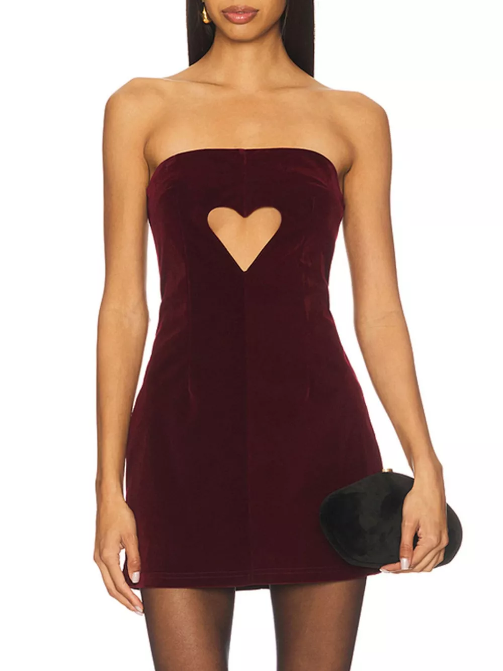 Heart Cutout Velvet Mini Dress, image 2
