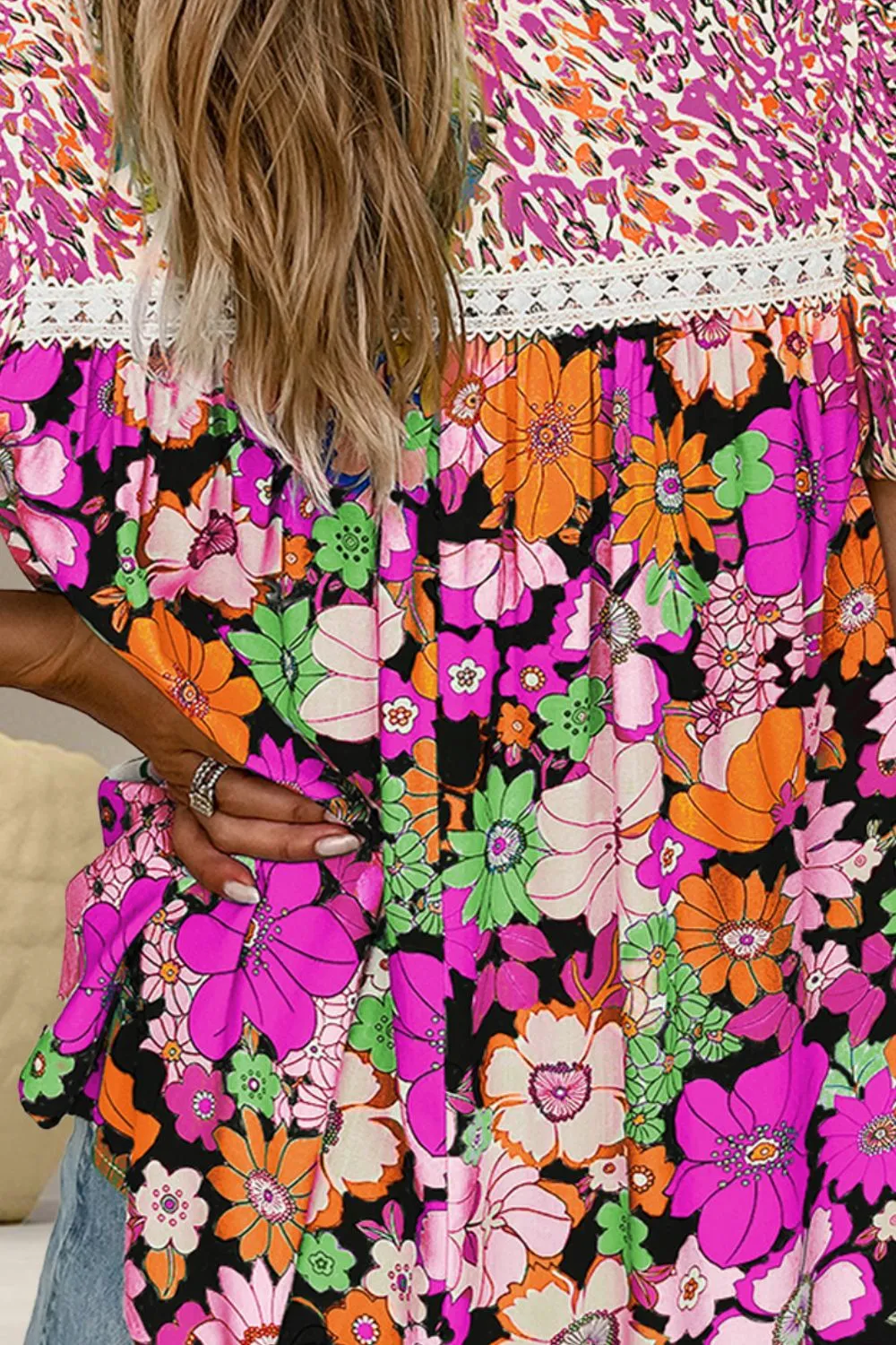 Printed Round Neck Puff Sleeve Blouse, image 17