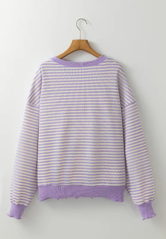 Striped Round Neck Long Sleeve Sweatshirt, image 28