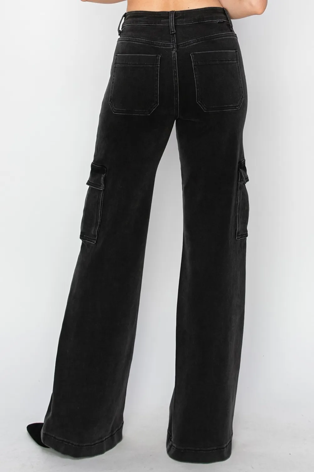 Full Size High Rise Wide Leg Cargo Jeans, image 6