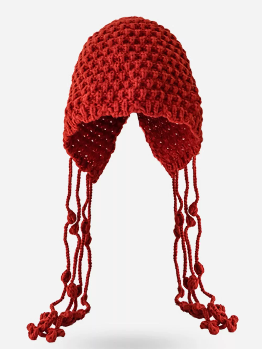 Fringe Knitted Beanie Hat, image 3
