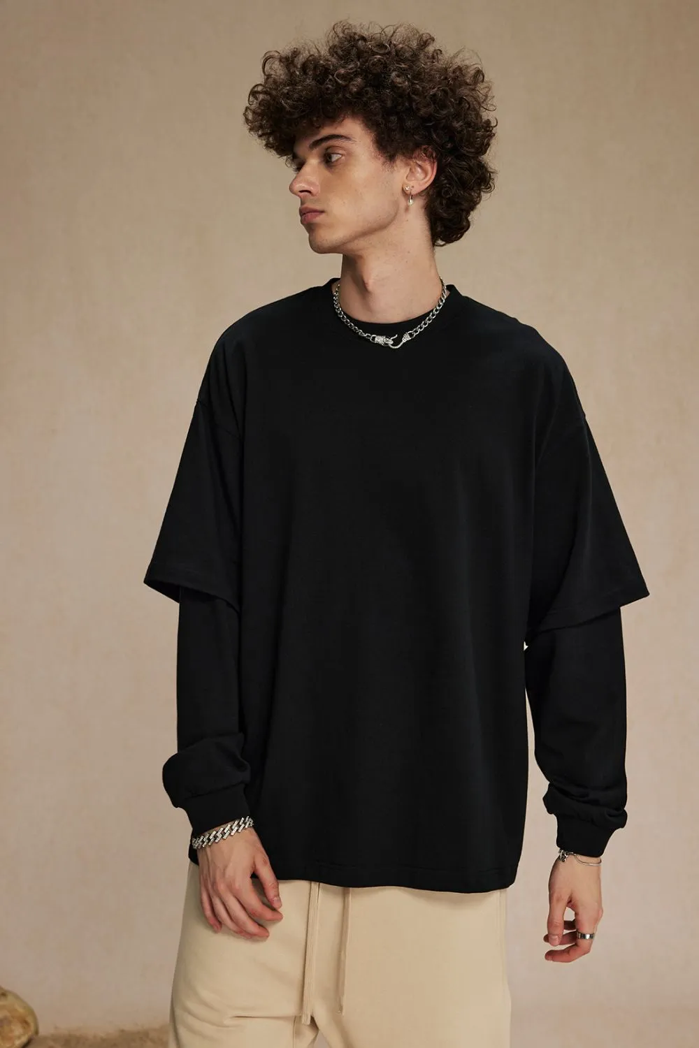Men's Round Neck Long Sleeve T-Shirt, image 3