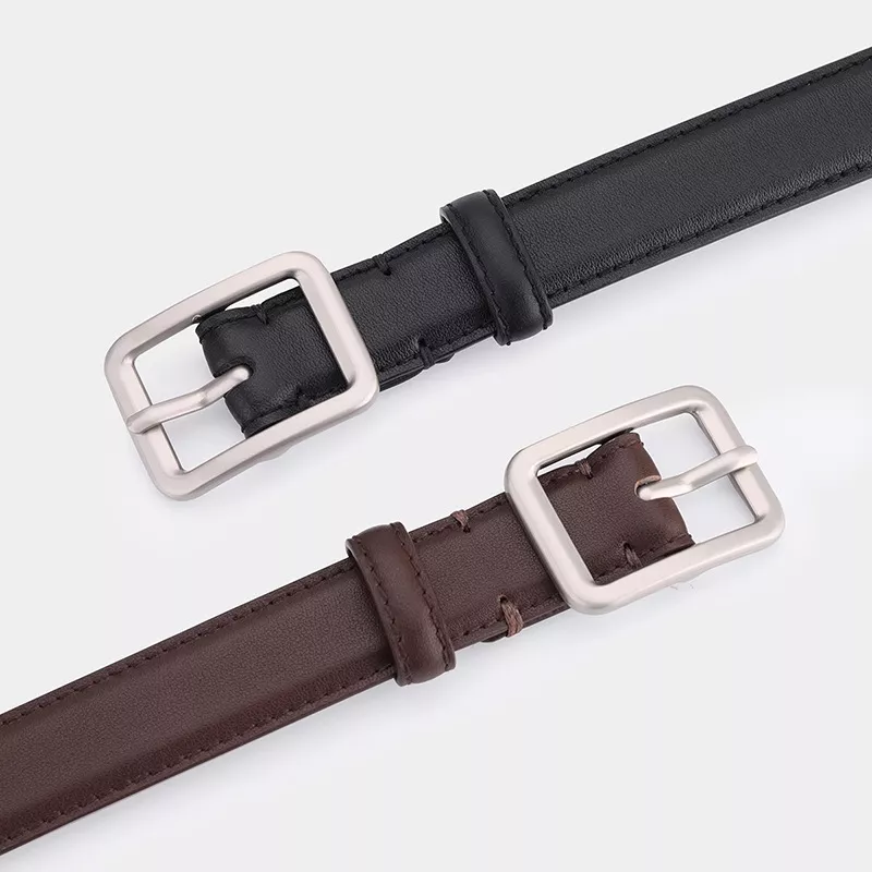 Classic Leather Belt with Silver Buckle, image 2