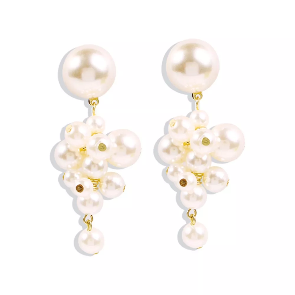 Pearl Cluster Dangle Earrings, image 6