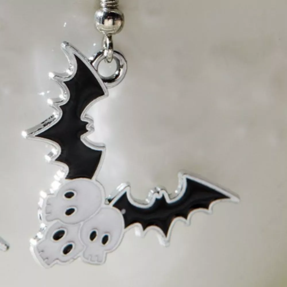 Halloween Bat Drop Earrings, image 4
