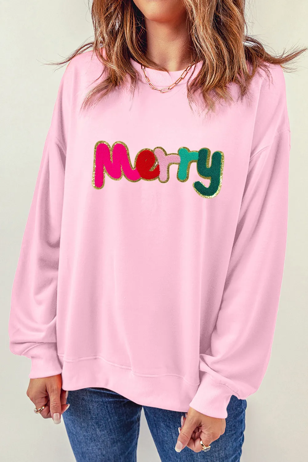 MERRY Round Neck Long Sleeve Sweatshirt, image 5