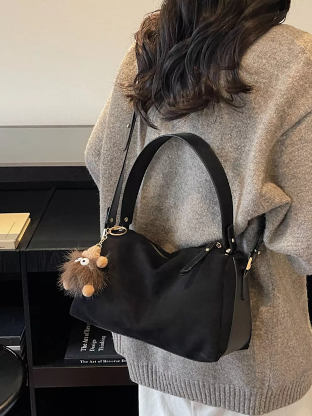Crossbody Bag with Furry Charm, image 6