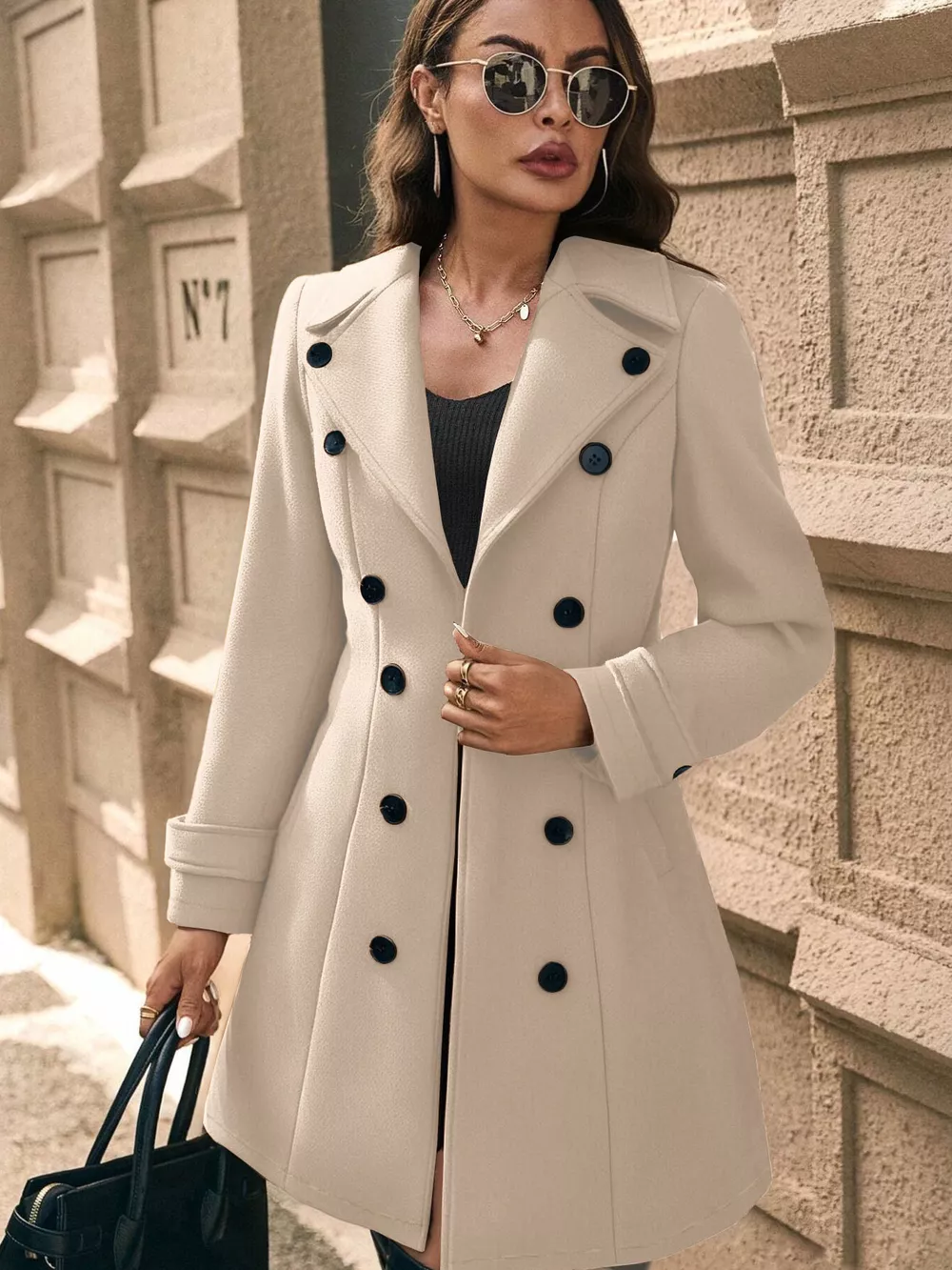Double-Breasted Wool Blend Overcoat, image 3