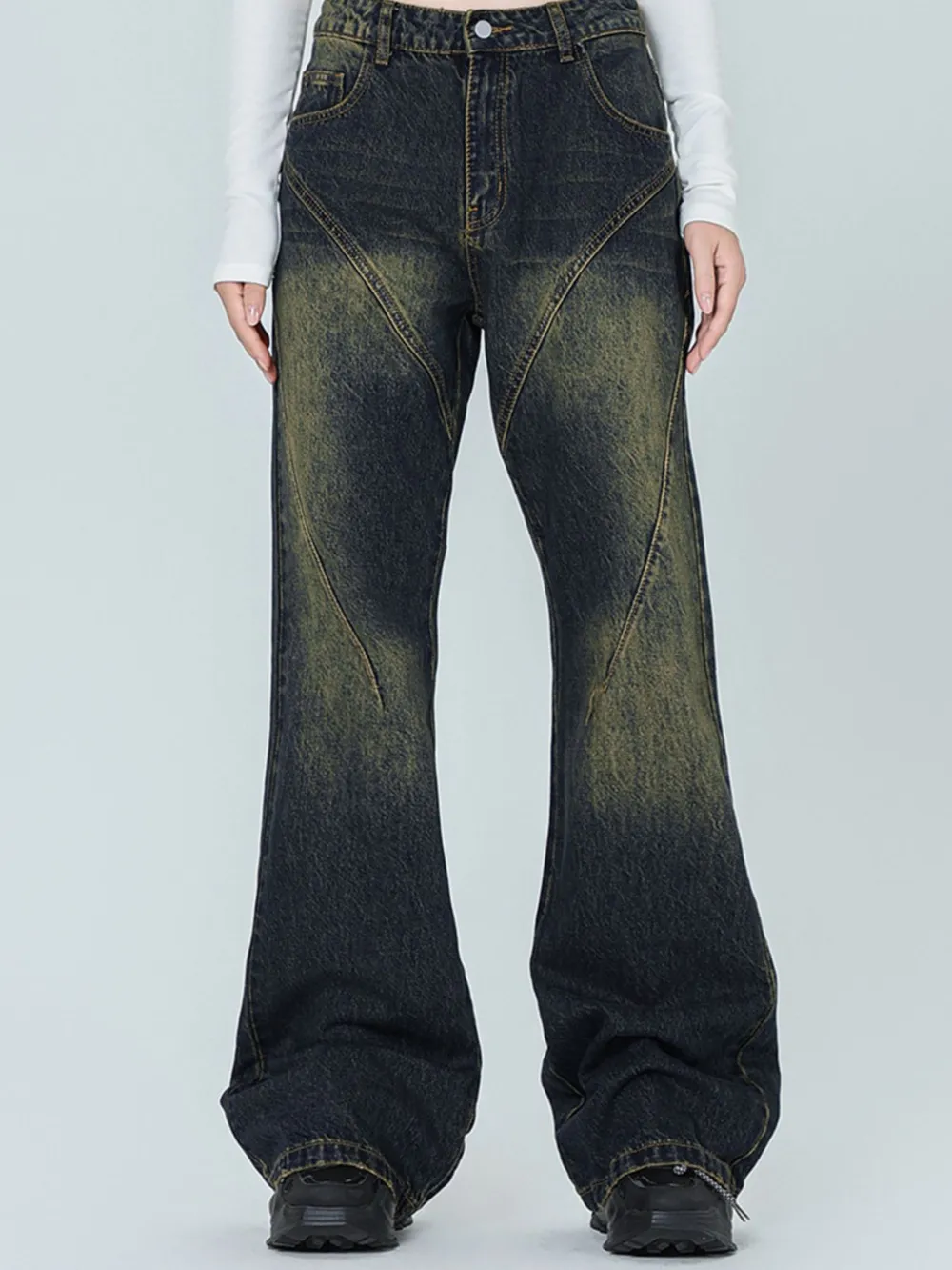 Men's Vintage Washed Wide Leg Jeans, image 9