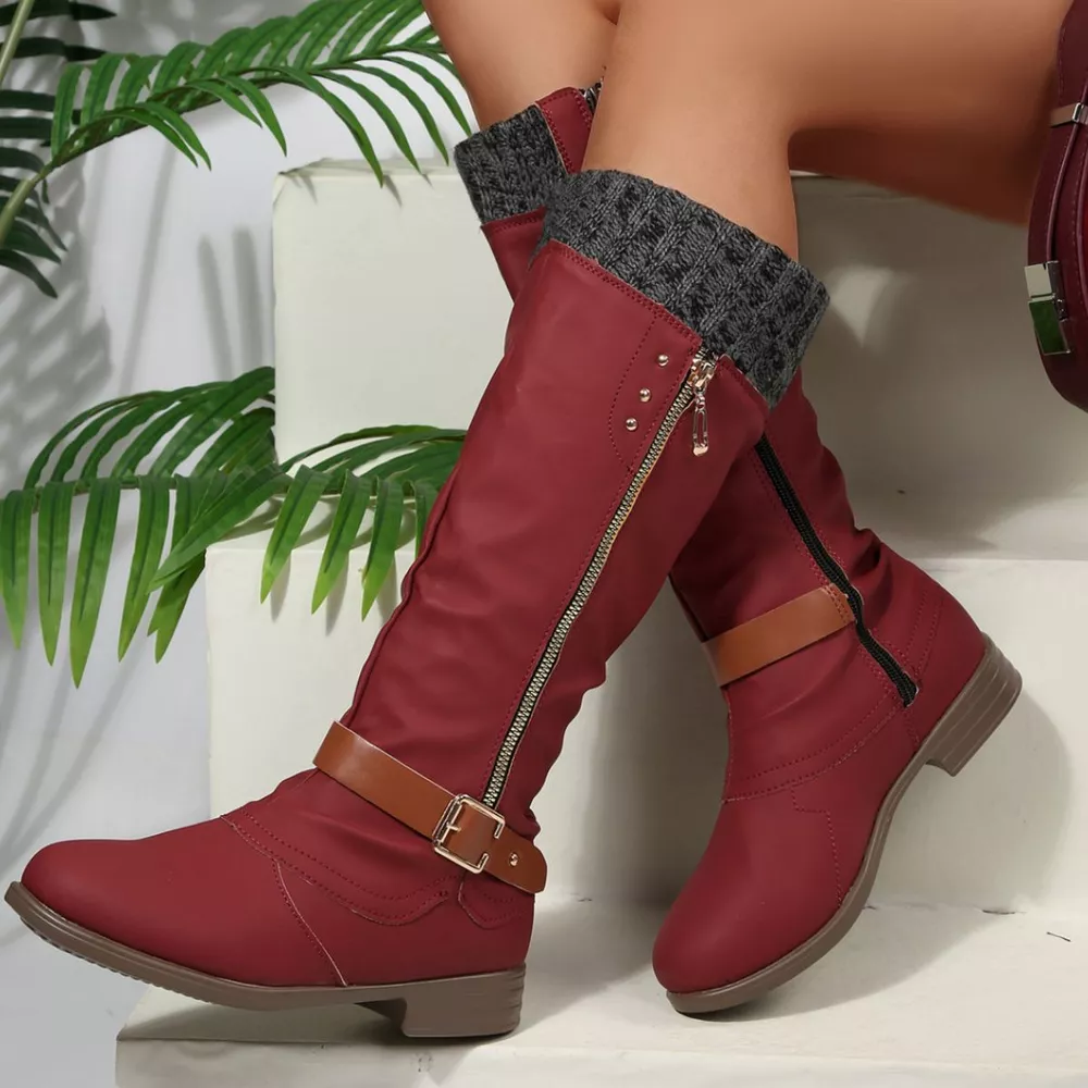 Round Toe Block Heels Boots, image 32