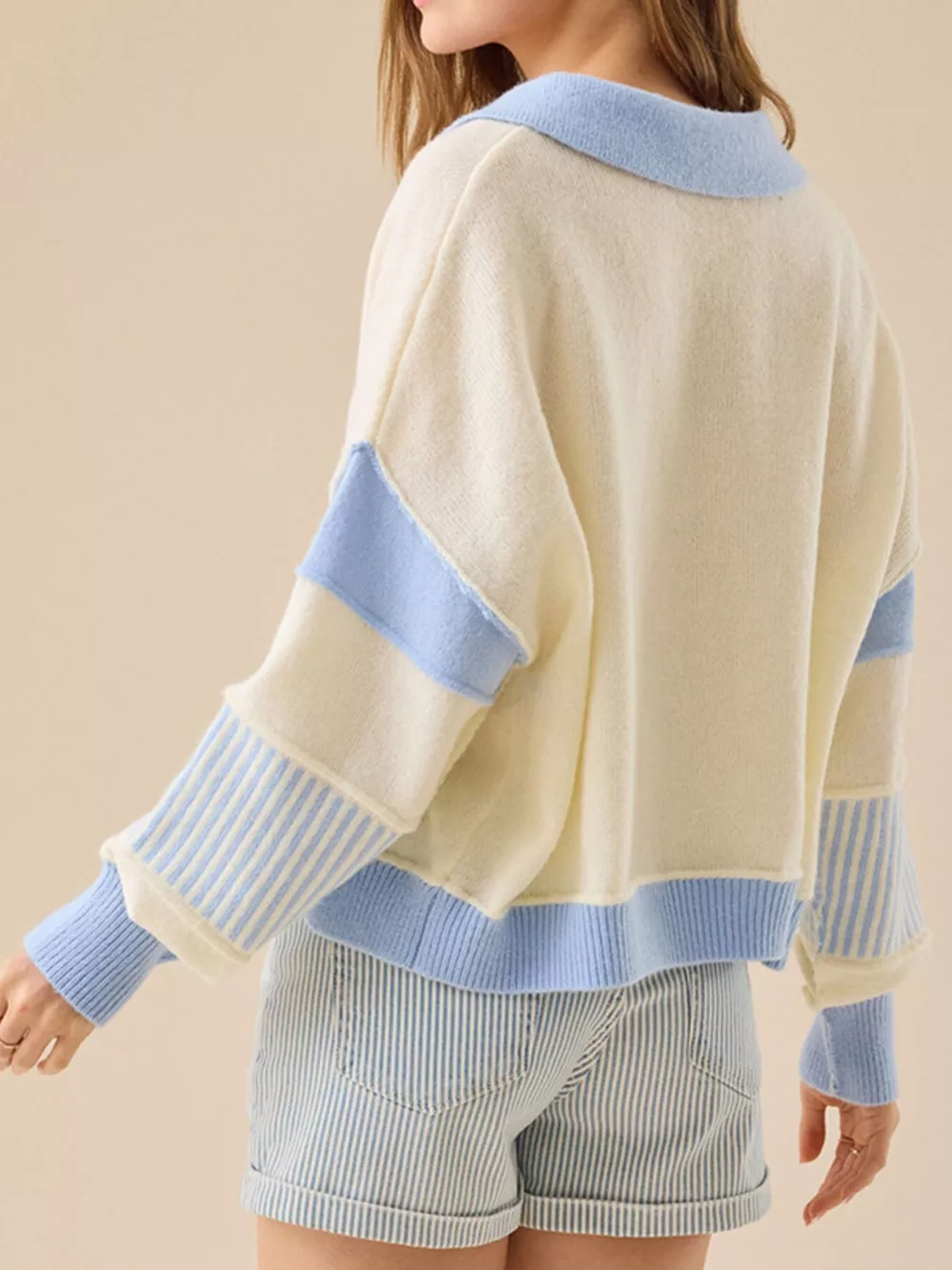 Color Block Dropped Shoulder Sweater, image 5