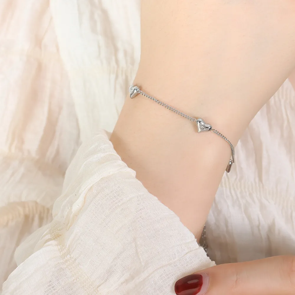Titanium Steel Zircon Heart Bracelet, image 4