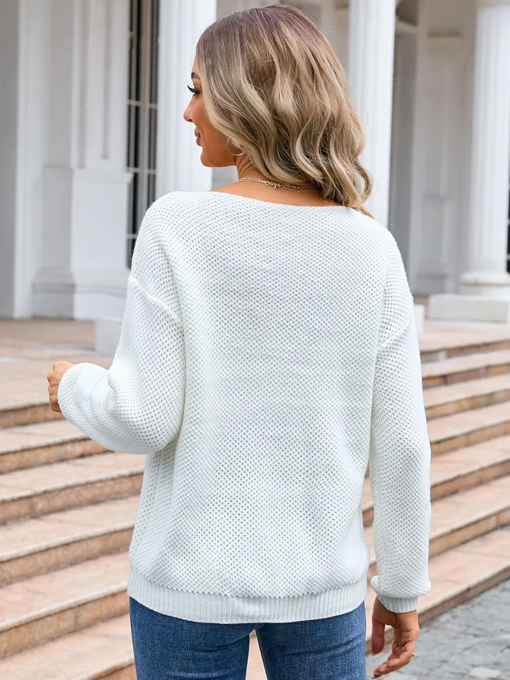 Decor Button Drop Shoulder Knit Top, image 4