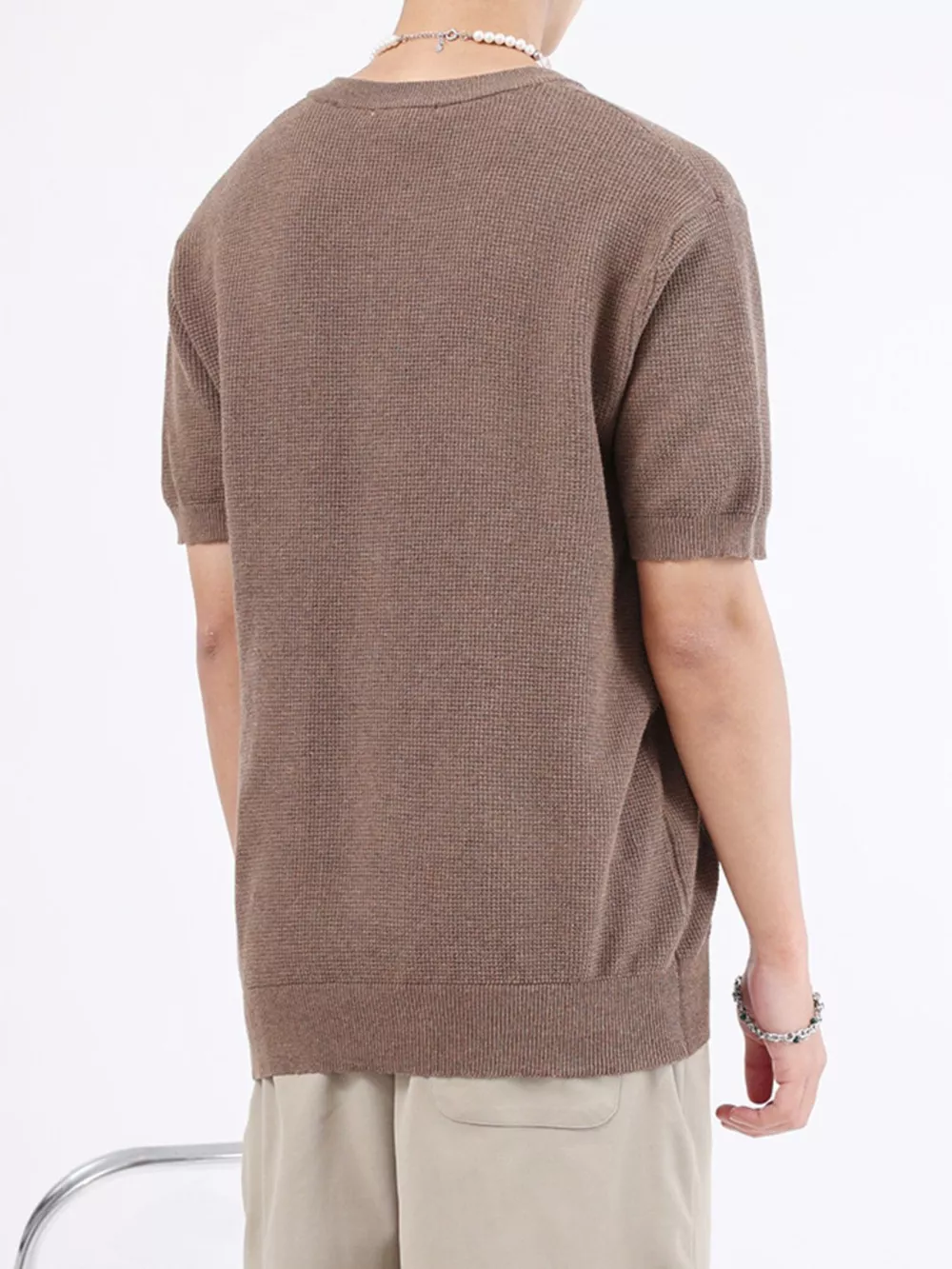 Men's Plus Size Casual Knit Henley T-Shirt, image 3