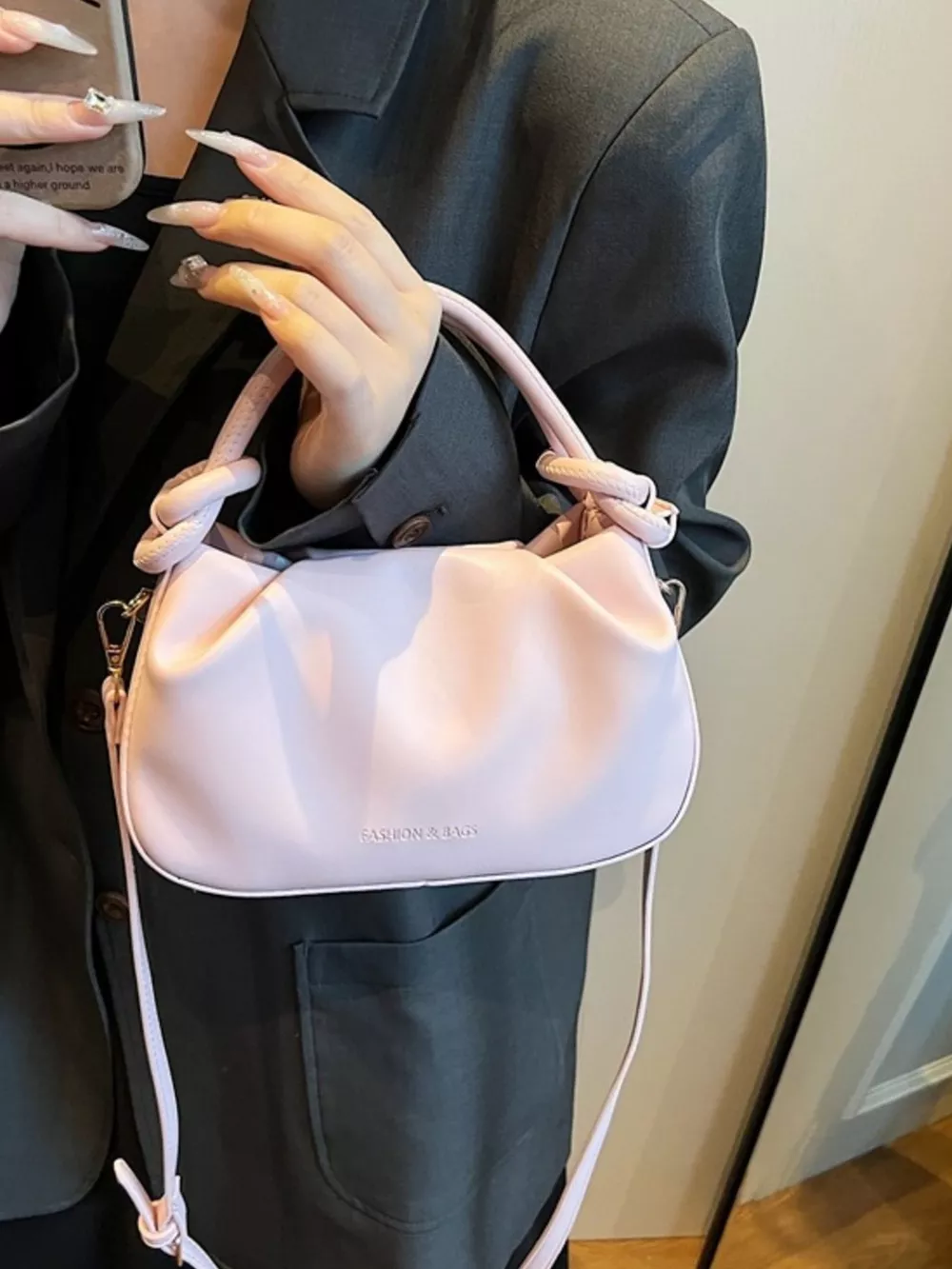 Knot Handle Ruched Crossbody Bag, image 3