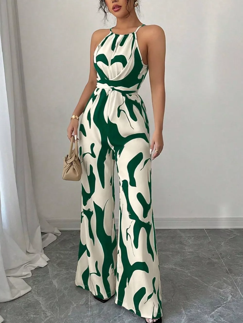 Abstract Print Sleeveless Wide Leg Jumpsuit, image 11