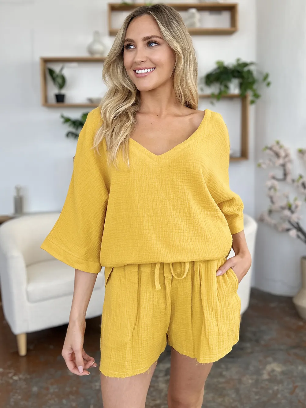 Texture Half Sleeve T-Shirt and Drawstring Shorts Set, image 23