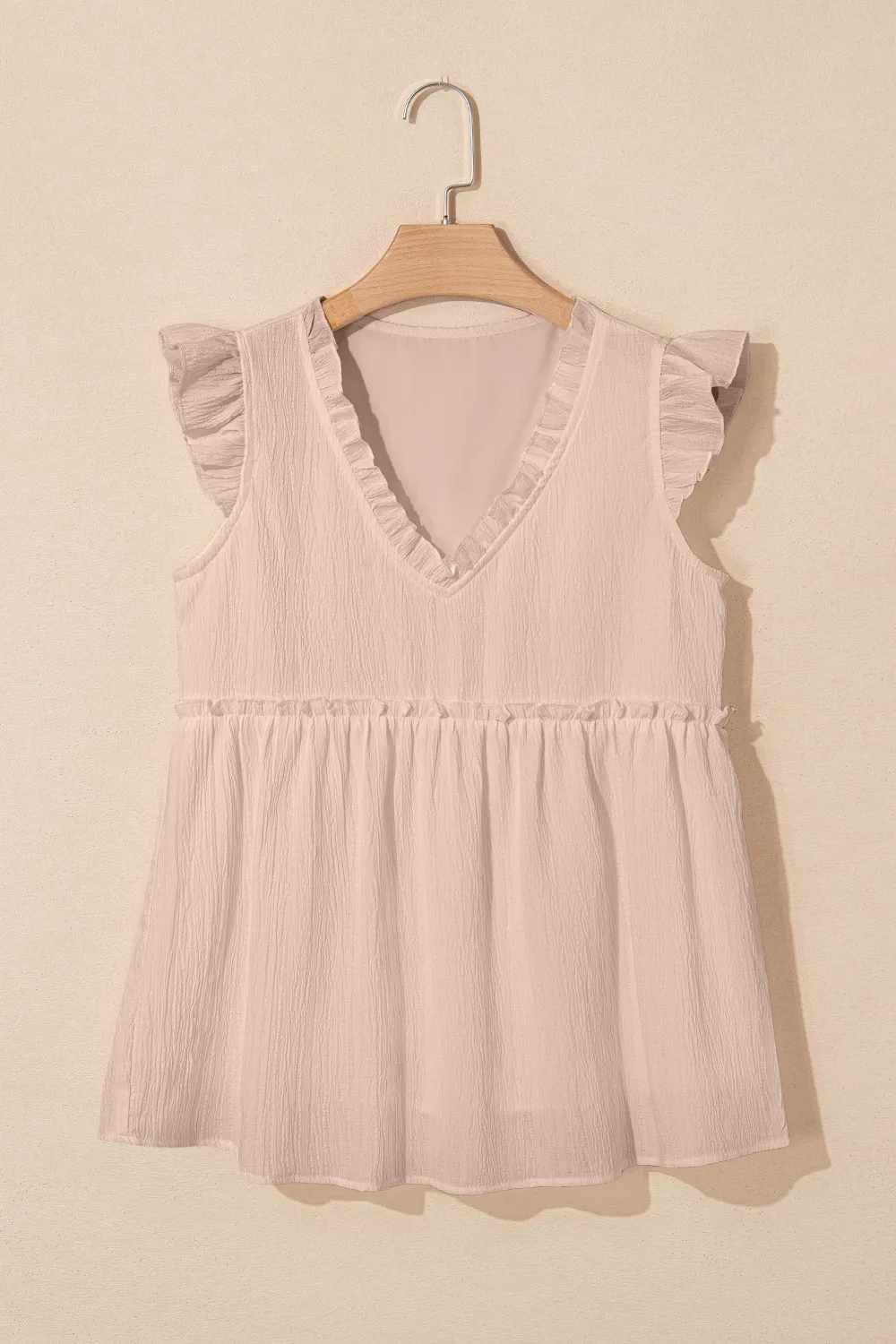 Ruffled Trim V Neck Flutter Flowy Top, image 19