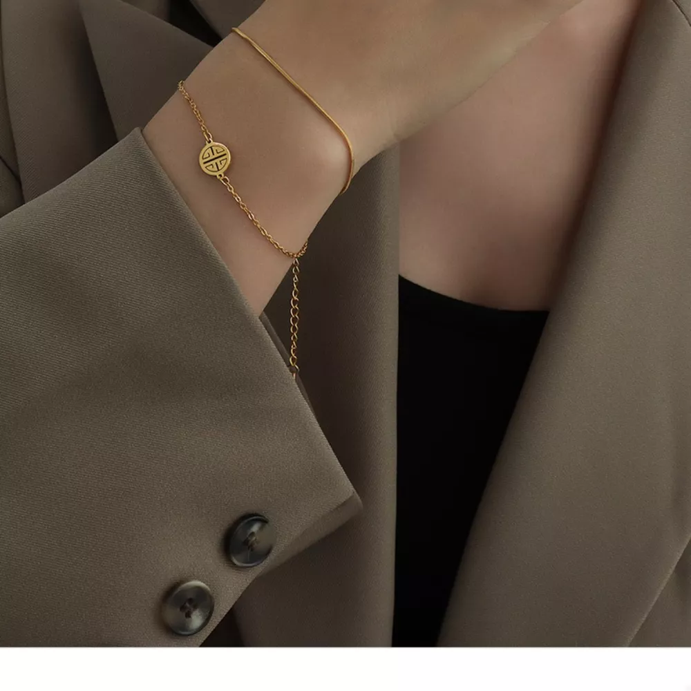 18K Gold-Plated Double Layered Bracelet, image 4