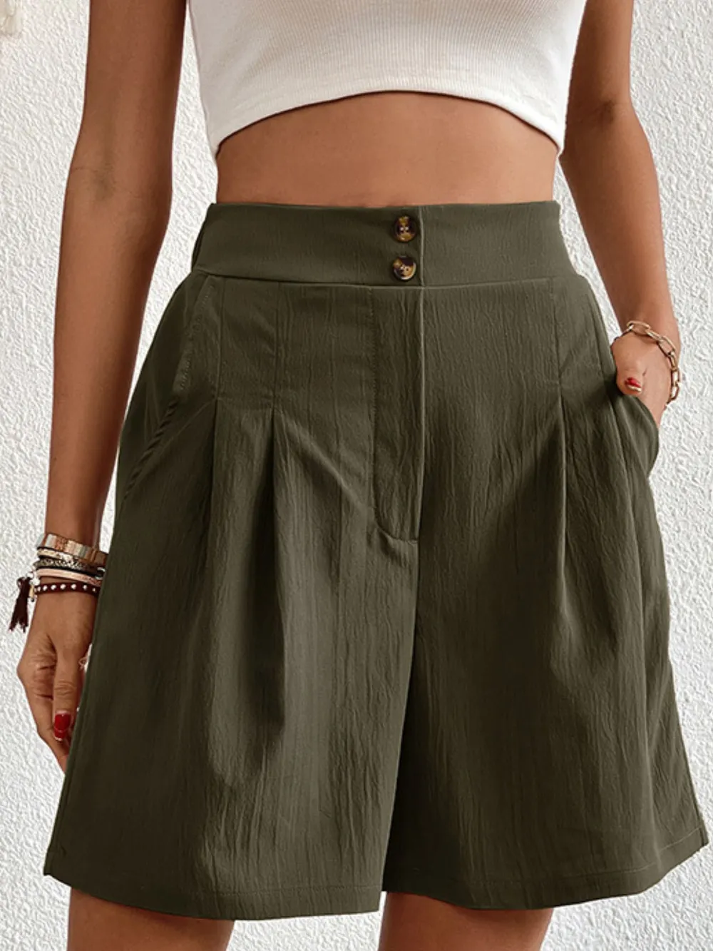 High-Waisted Pleated Shorts, image 20