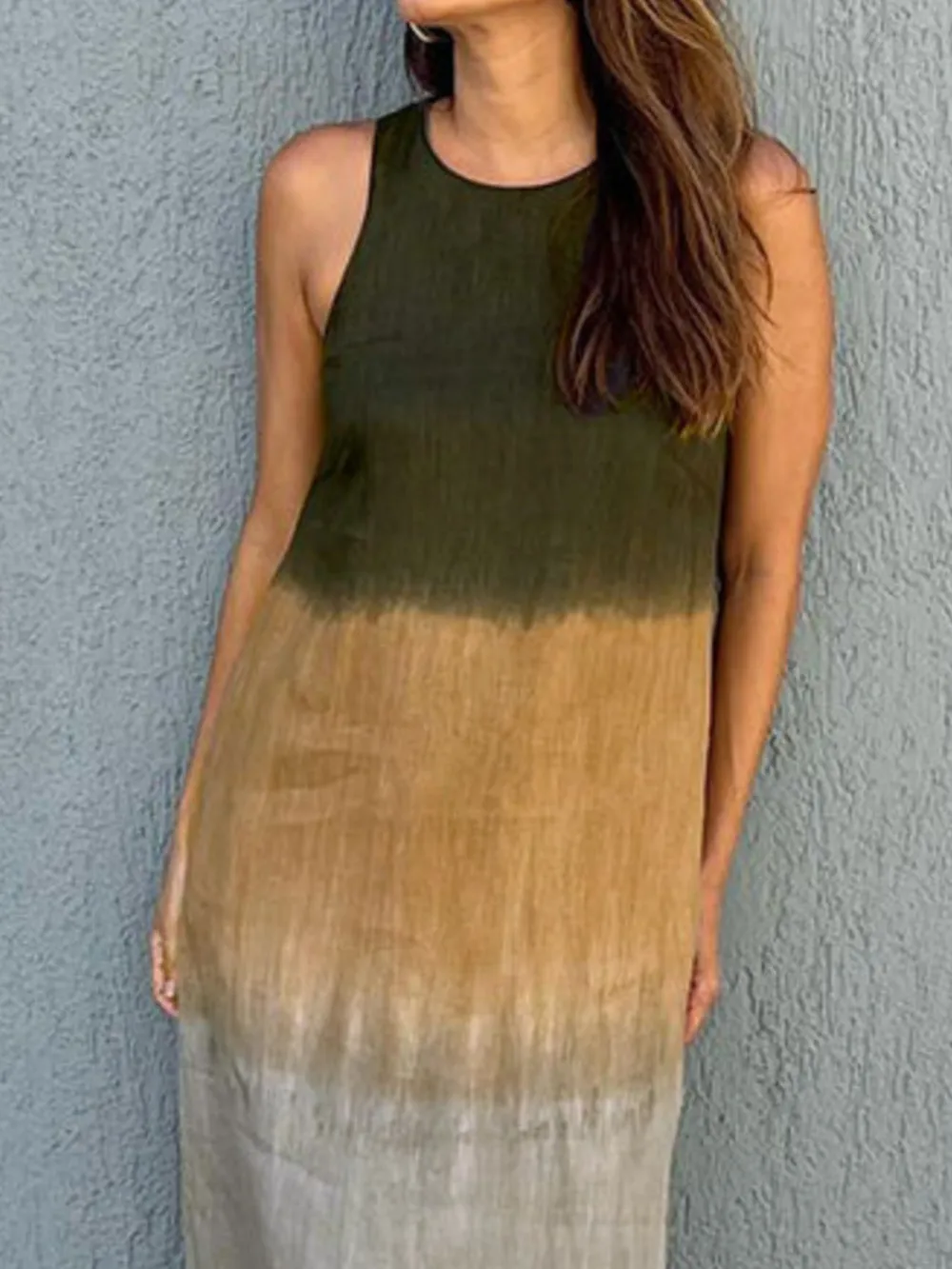 Full Size Sleeveless Gradient Tank Midi Dress Plus Size, image 24