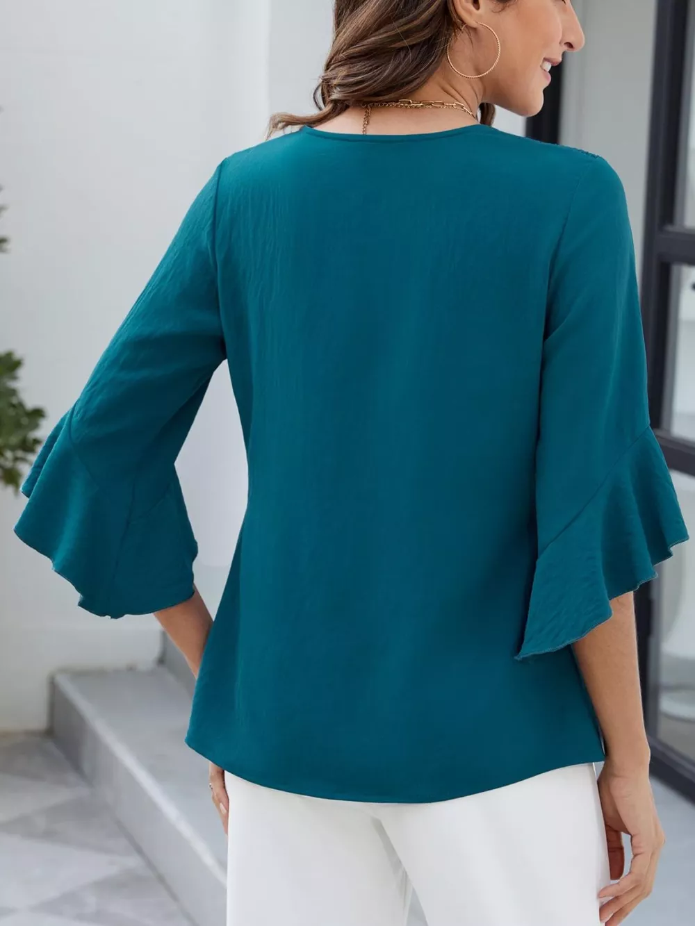 V-Neck Ruffle Sleeve Blouse, image 20